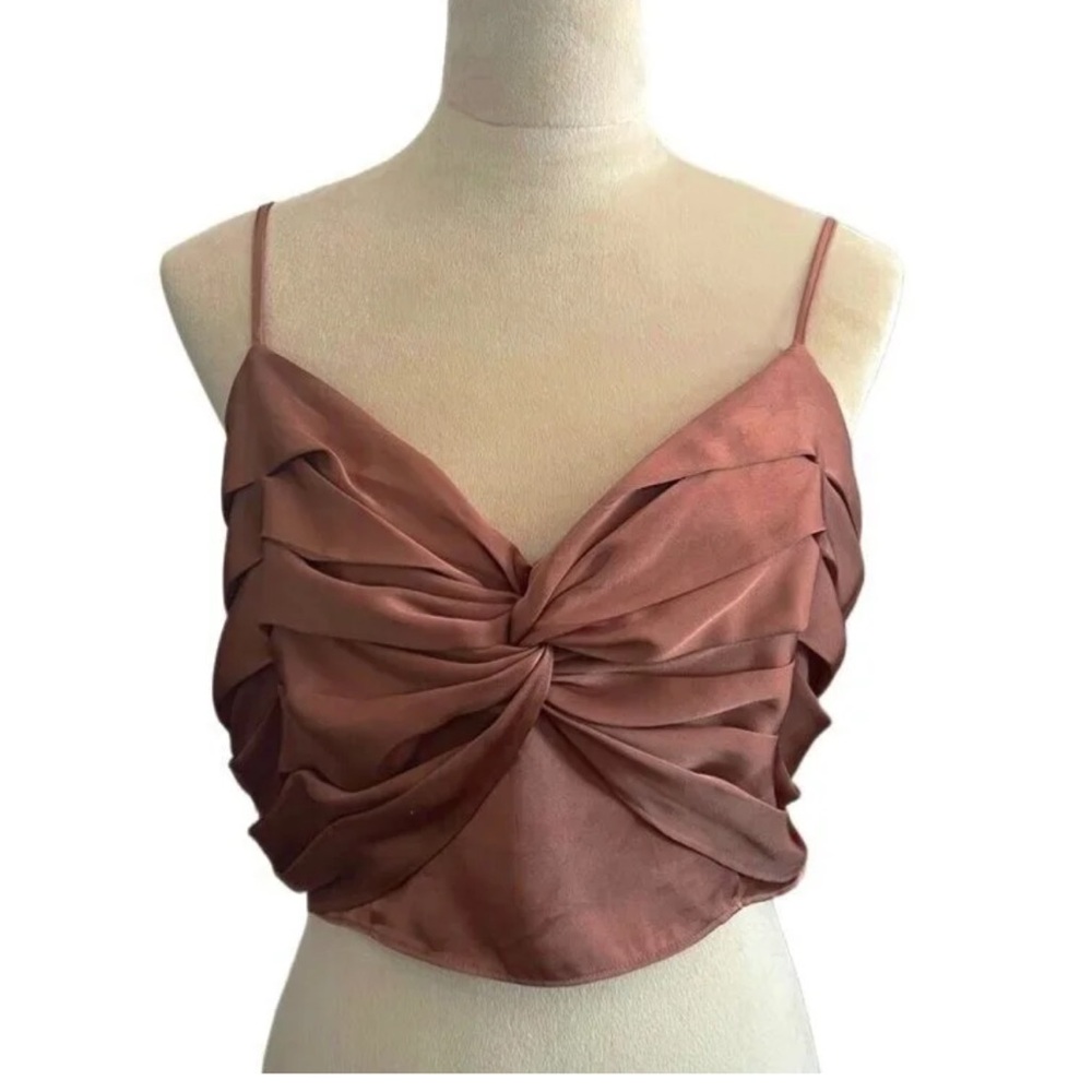 Express Satin Spaghetti Strap Crop Tank